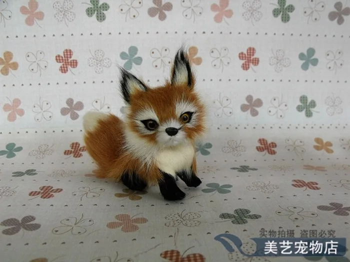 

Simulation yellow fox polyethylene&furs fox model funny gift about 12cmx5cmx9cm