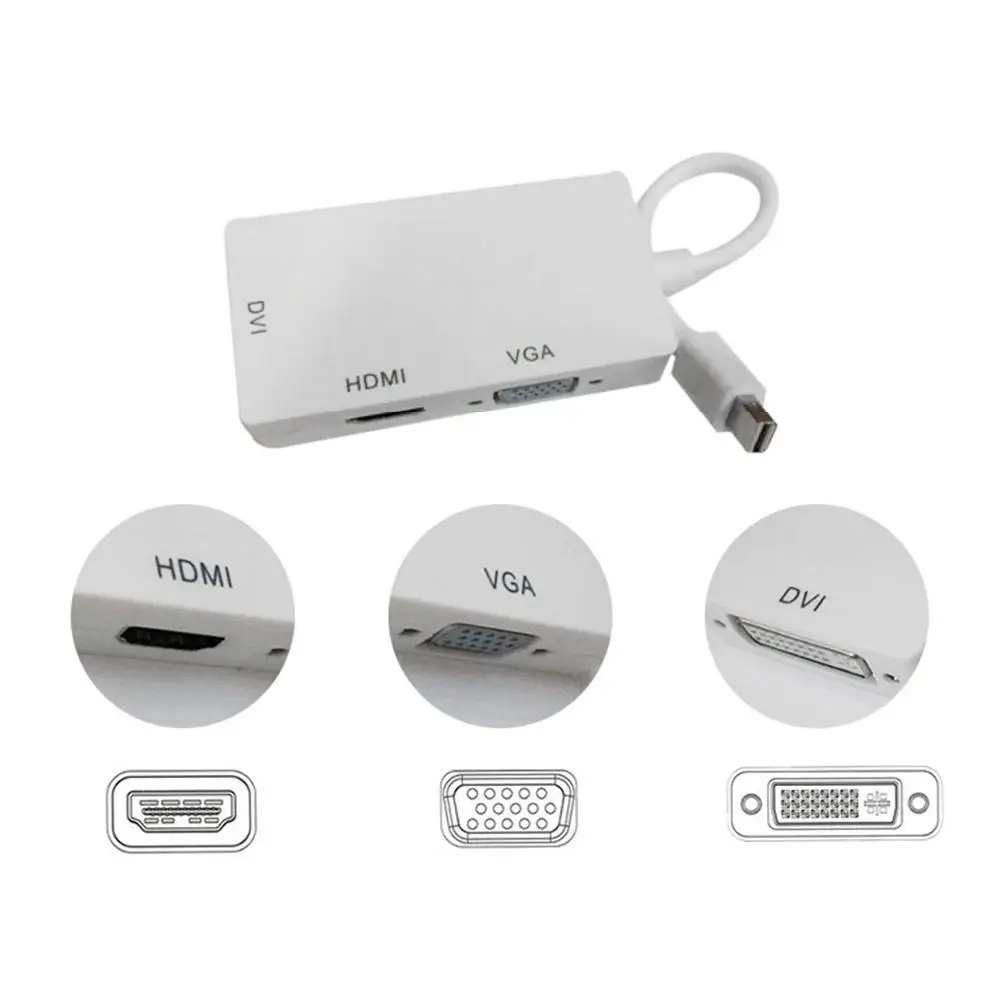 Mini Display Port to HDMI DVI VGA 3в1 патч корд DP PC Женский конвертер адаптер кабель для Mac Apple MacBook