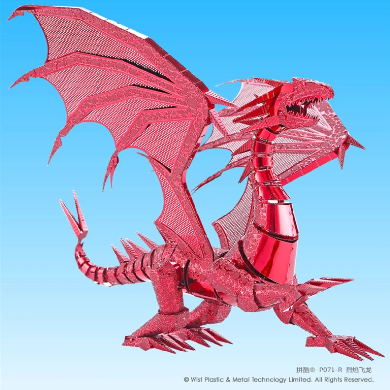 Piececool новейшие 3D металлические Пазлы дракона пламени красного и серебряного