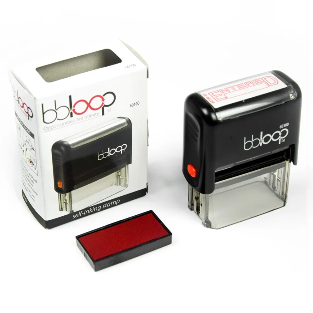 Метка BBloop &quotInked&quot Self-Inking. Прямоугольная. Лазерная гравировка. Красный | Дом и сад