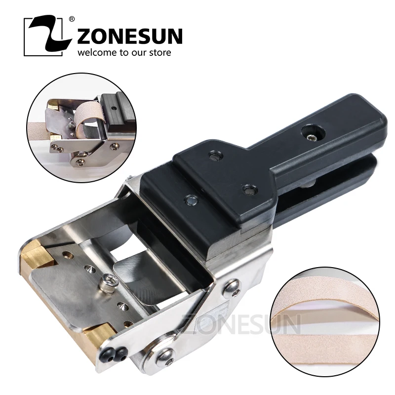 ZONESUN машина для очистки кожи Руководство Кожа Skiver кожаный сплиттер с 5 шт. двойной Шарпинг лезвие