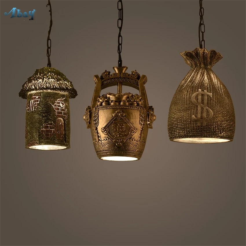 

Retro Resin American Country Pendant Lights Living Room Bar Restaurant Cafe Tea House Hanging Vintage Lamps Decorative Fixtures