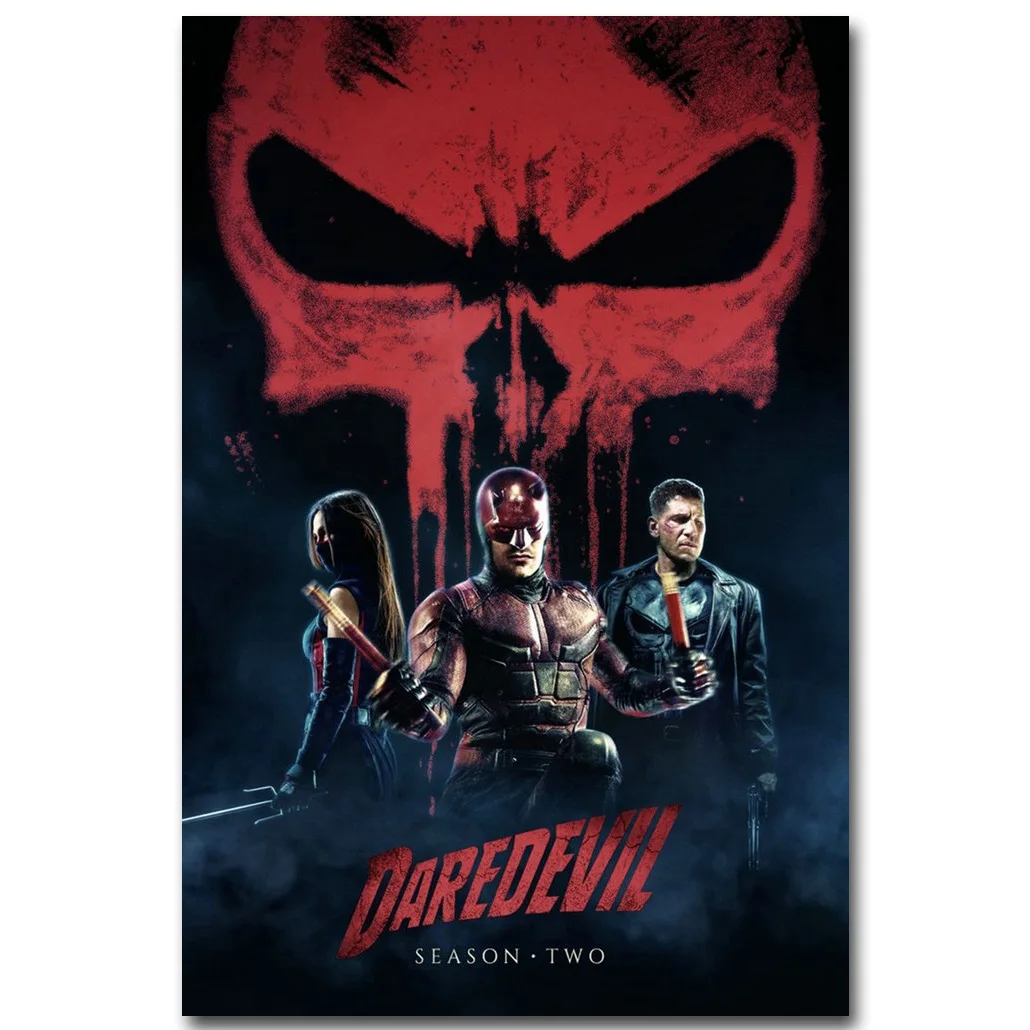 Daredevil художественный постер из шелковой ткани с изображением супергероя 13x20