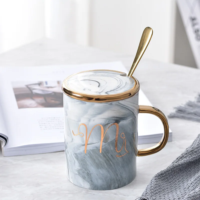 Золотая инкрустация мраморные керамические кофейные чашки для офиса и дома