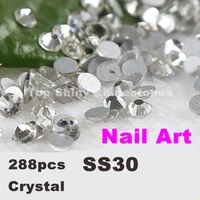 new fashion 288pcslot ss30 6 4 6 6mm crystalclear flat back nail art non hotfix rhinestones