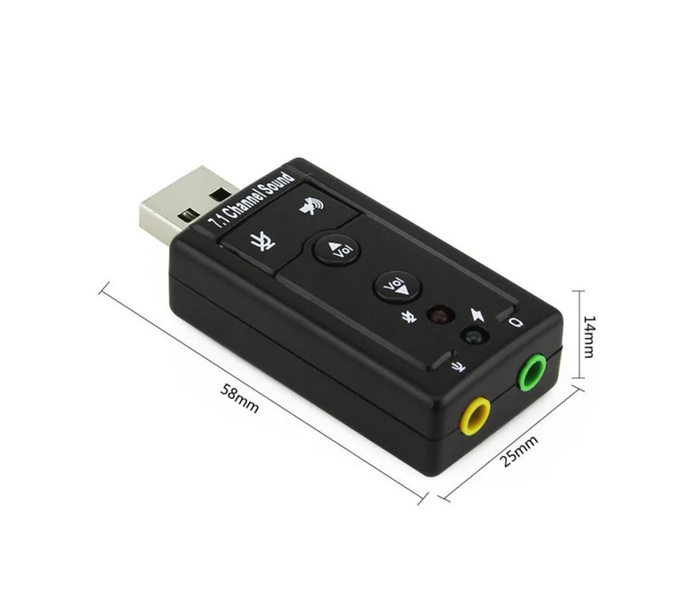5 шт. мини Внешняя USB 7 1 канальная звуковая карта 3 мм разъем для наушников