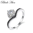 Обручальные кольца для женщин из натуральной 100% 925 стерлингового серебра ювелирные изделия черный и белый камень круглый Bijoux (украшения своими руками) Bague C222