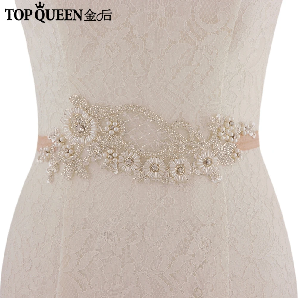 TOPQUEEN, SJD-S91, ручная работа, Свадебные ремни, пояс, эластичный пояс, Свадебные ремни, пояс для невесты, вечерние платья, аксессуары - Цвет: champange