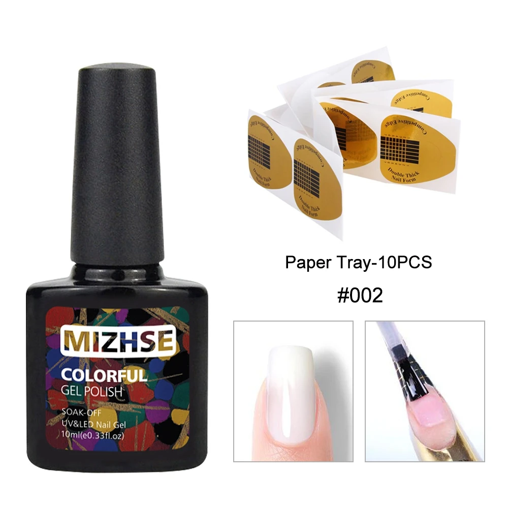 002 and 10 Nail Form MIZHSE 10 мл акриловый полигелевый удлиняющий гель для быстрого строительства Гель-лак для дизайна ногтей маникюр наращивание ногтей Гибридный праймер базовый гель - Цвет: 002 and 10 Nail Form