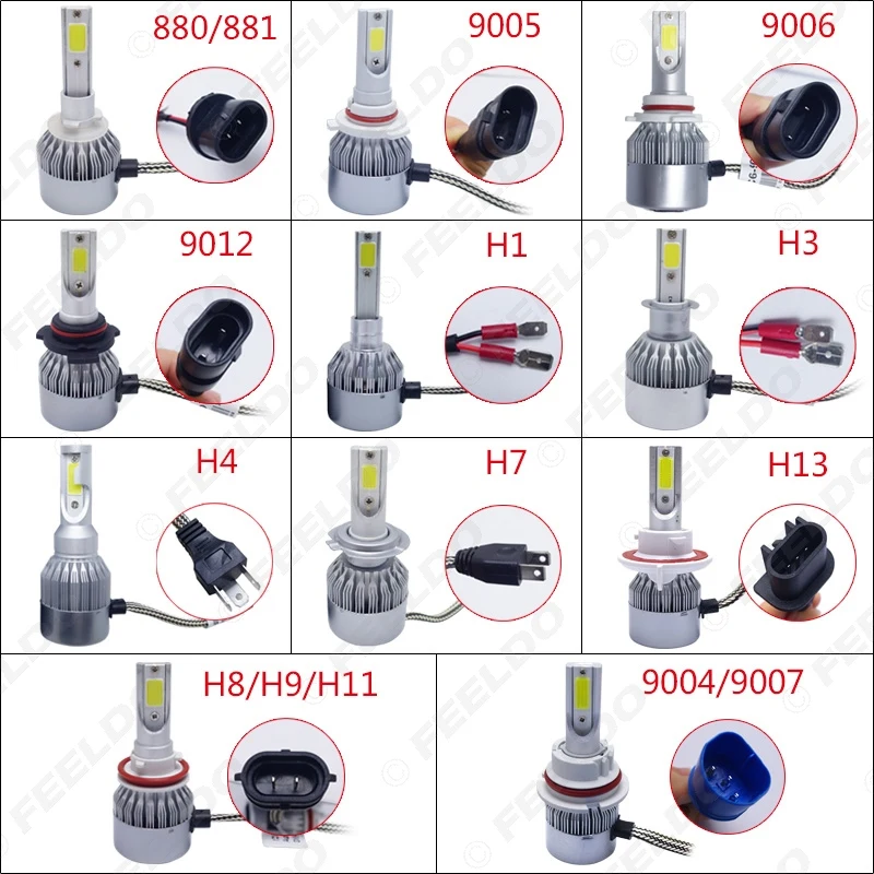 FEELDO 2 шт все в одном автомобиль светодиодные фары H8/H9/H11 COB 6500K 72W 7600LM авто лампы Foglight