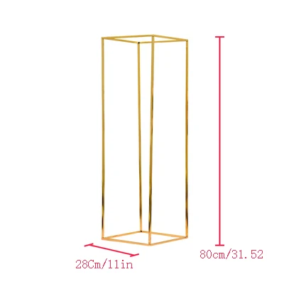80cm gold plated Свадебный сценический фон центральный макет металлический Железный позолоченный геометрический прямоугольник квадратная рамка цветок стенд украшения реквизит - Цвет: 80cm gold plated