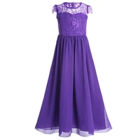 kids girls chiffon lace sleeves flower dress party ball gown prom princess bridesmaid children dress for 4 6 8 10 12 14 years