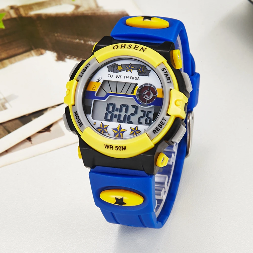 Модные оригинальные детские спортивные часы OHSEN с ЖК дисплеем для мальчиков