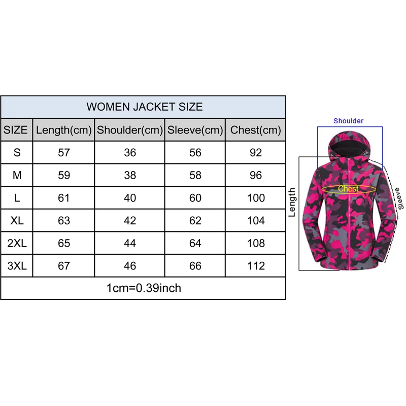 

THE ARCTIC LIGHT Women Men Fleece Fishing Camping Hiking Jacket Camouflage Waterproof Warm Windproof Outdoor Skiing Coat Rosy