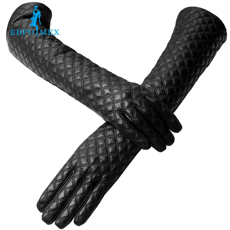 В моде Длинные кожаные перчатки натуральная Кожа Длина 45-46 СМ Хлопок Взрослый