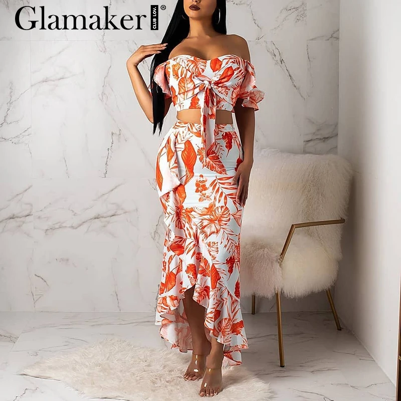 Glamaker сексуальное платье с асимметричным подолом оборками длинное для вечеринки