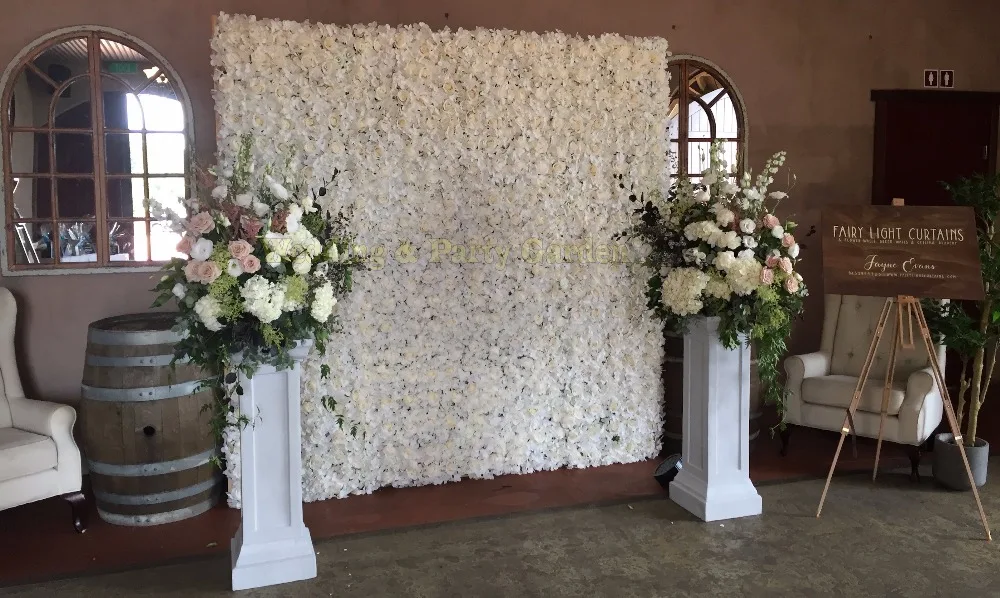 

2.4M x 2.4M Ivory Wedding Flower Wall flower backdrop wedding stage decoration including flowers and pipe stand