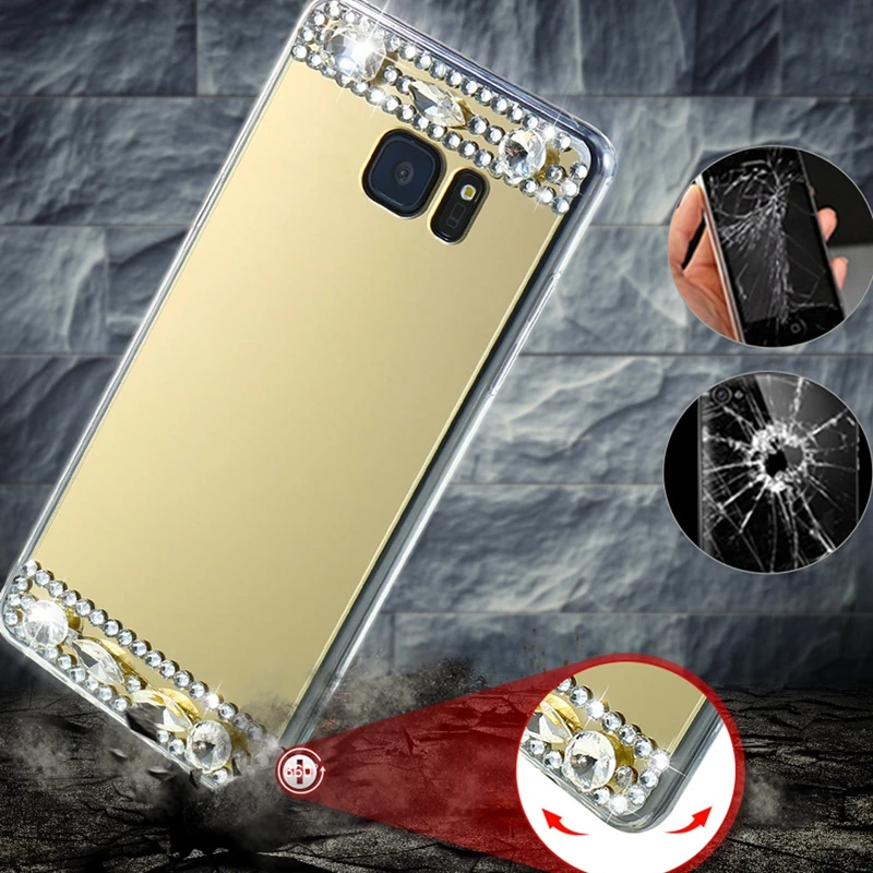 Блестящий Алмазный чехол KISSCASE для Samsung J5 2016 J3 J7 зеркальный телефона акриловые