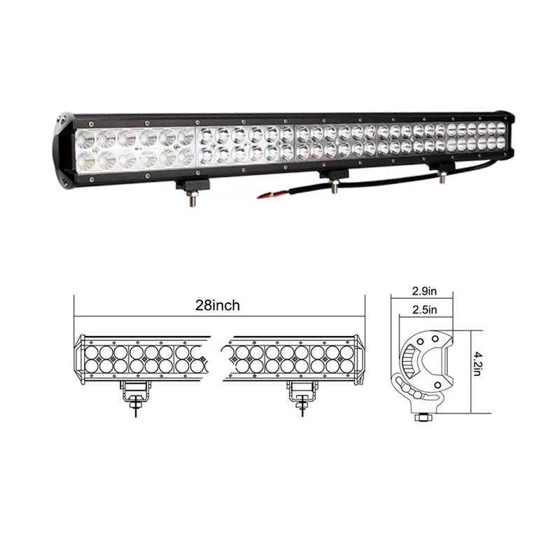 28in 180W Combo " 7" 1" 20" 2" внедорожный светодиодный светильник 126 Вт Рабочий светильник Combo18W 72 Вт 180 Вт 288 Вт для внедорожника 4X4 светодиодный противотуманный светильник - Цвет: 28in 180W Combo