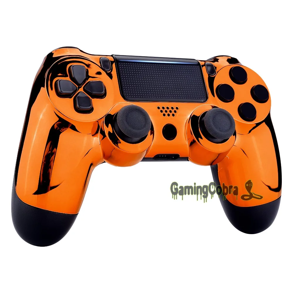 Хром Оранжевый Edition спереди Корпус в виде ракушки задняя крышка для PS4 тонкий PS4 Pro контроллер JDM-040 JDM-050 JDM-055