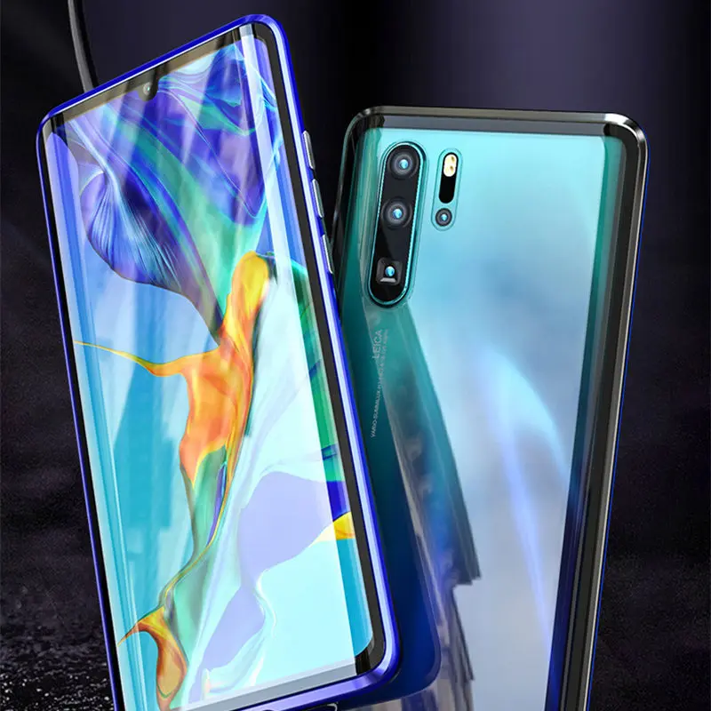 Роскошный Магнитный чехол на весь корпус для huawei P30 Pro Lite, чехол на переднюю панель+ заднюю часть, двусторонняя крышка из закаленного стекла для huawei P30Pro P30