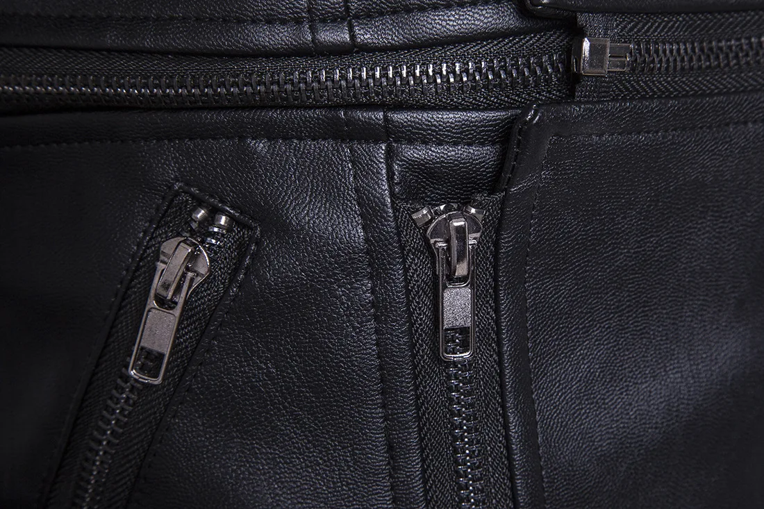 Мужская зимняя куртка бомбер из ПУ кожи с отложным воротником|Куртки