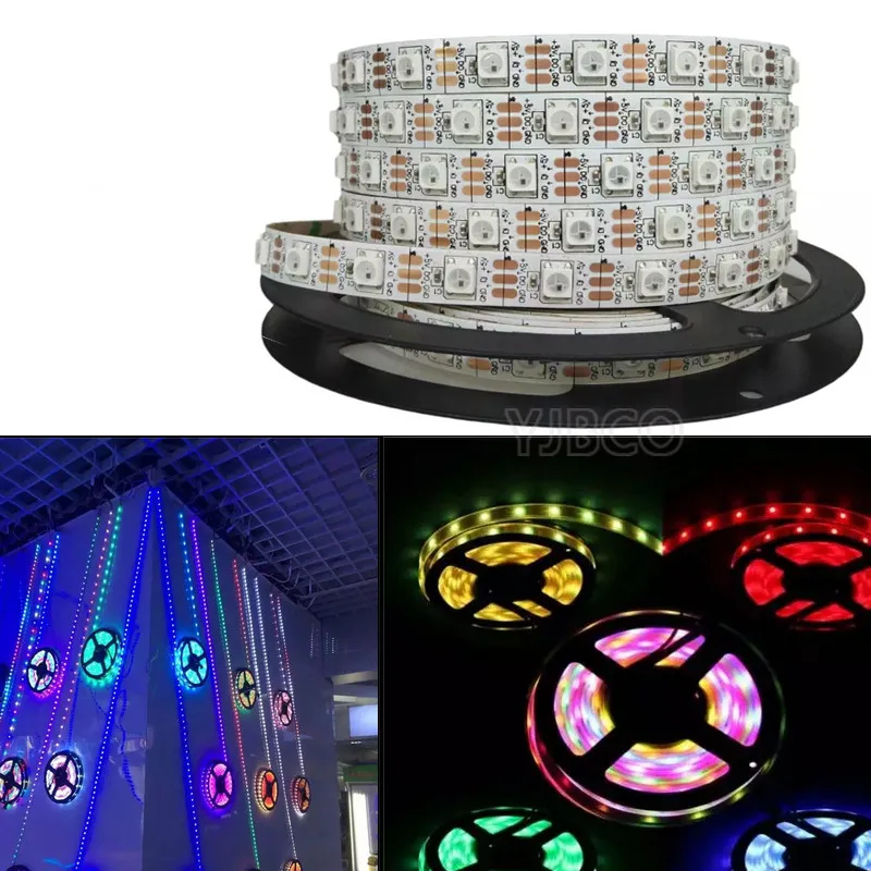 WS2812 IC 1 м-5 м WS2812B Smart led пикселей полосы, черный/белый печатных плат, 30/60/144 светодиодов/m; WS2812B/м 30/60/144 пикселей, IP30/IP65/IP67 DC5V