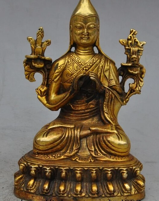 zhan1105++6&quot tibetan buddhism fane joss bronze gilt Zongkapa Tsongkhapa Buddha god statue |