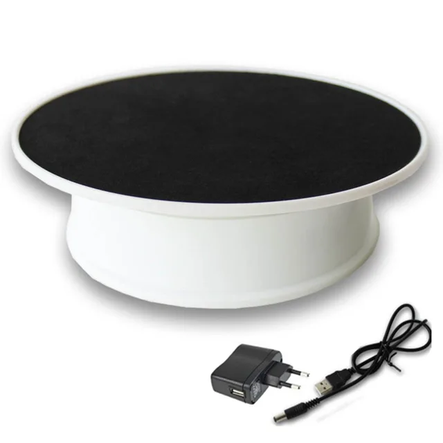 White Base 20 см Стильный черный бархат топ Электрический моторизованный вращающийся дисплей поворотный стол Максимальная нагрузка 1,5 кг для ювелирной модели дисплей стенд - Цвет: White Base