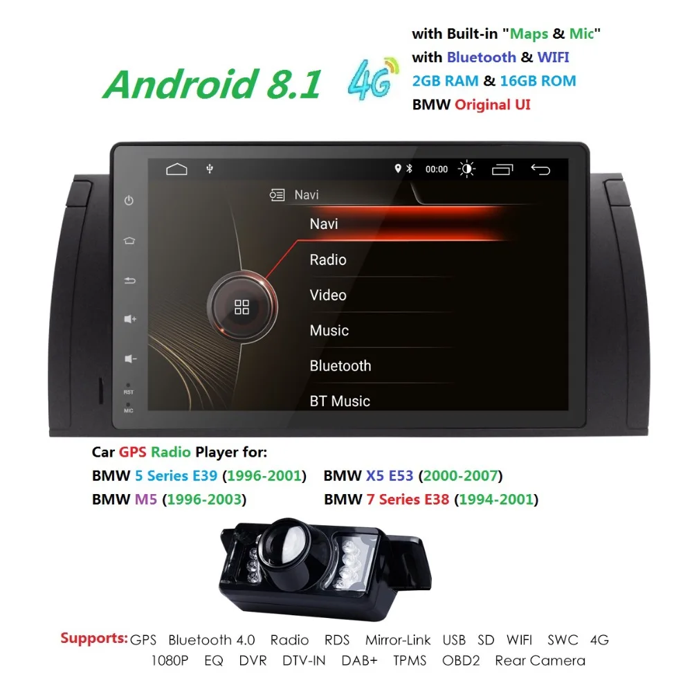 9 &quot1 DIN Авторадио автомобиля без DVD мультимедиа для BMW E39 bmw x5 e53 M5 Android 8 1 Gps