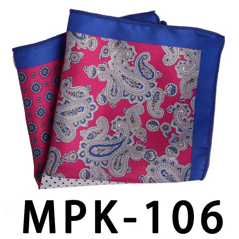 MPK-106 YISHLINE отличительный мужской носовой платок Карманный квадратный шелковый человек в горошек Пейсли мужские нагрудные платки свадебные праздничные аксессуары на подарок - Цвет: MPK-106