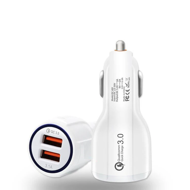 2 зарядных порта USB для автомобиля зарядное устройство 3.1A Quick Charge 3 0 Быстрая