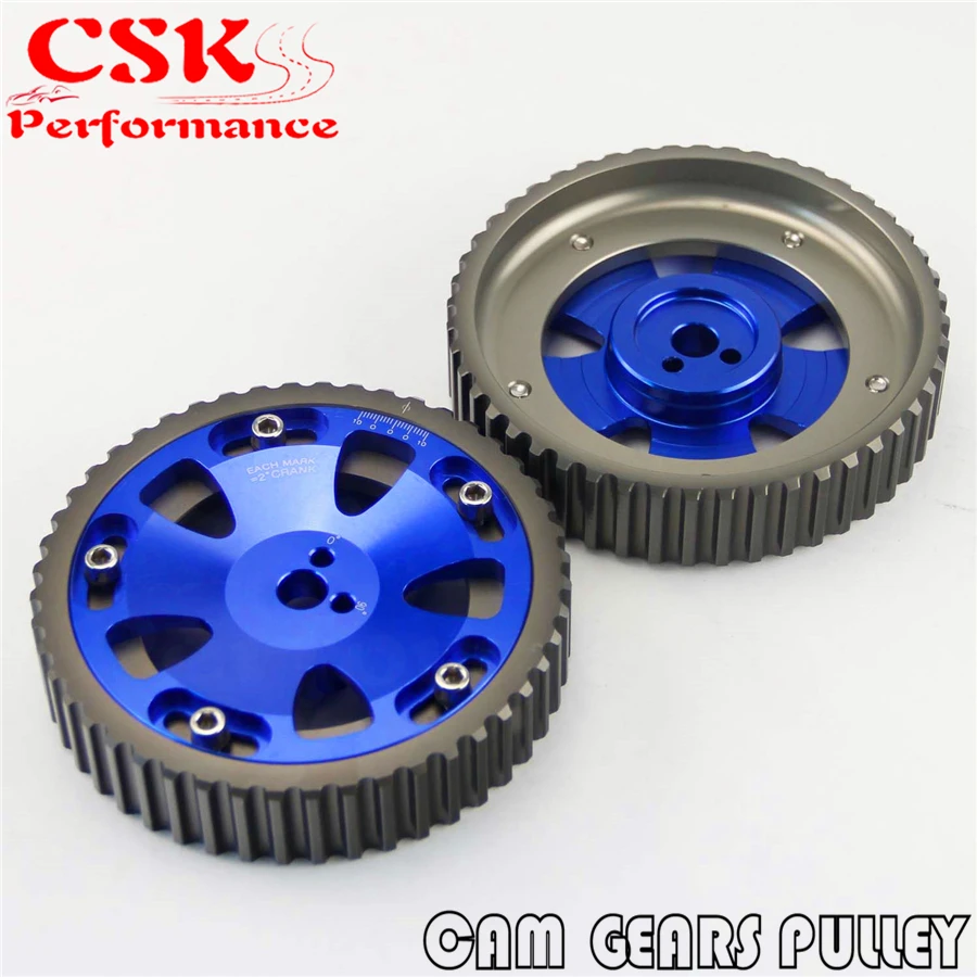 2 шт. кулачок шкив комплект подходит для Mitsubishi Lancer EVO 1 9 ECLIPSE DSM 4G63 синий|cam gears|pulley