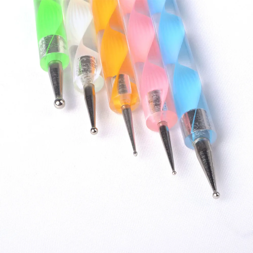 Hnm 5 шт. 2way Pen расставить Дизайн ногтей Инструменты 3D Ручка Картина Маникюр УФ гель
