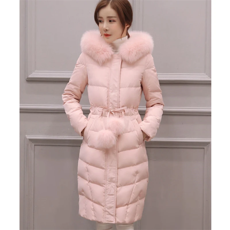 Женское длинное облегающее хлопковое пальто выше колена Толстое Зимнее Модное