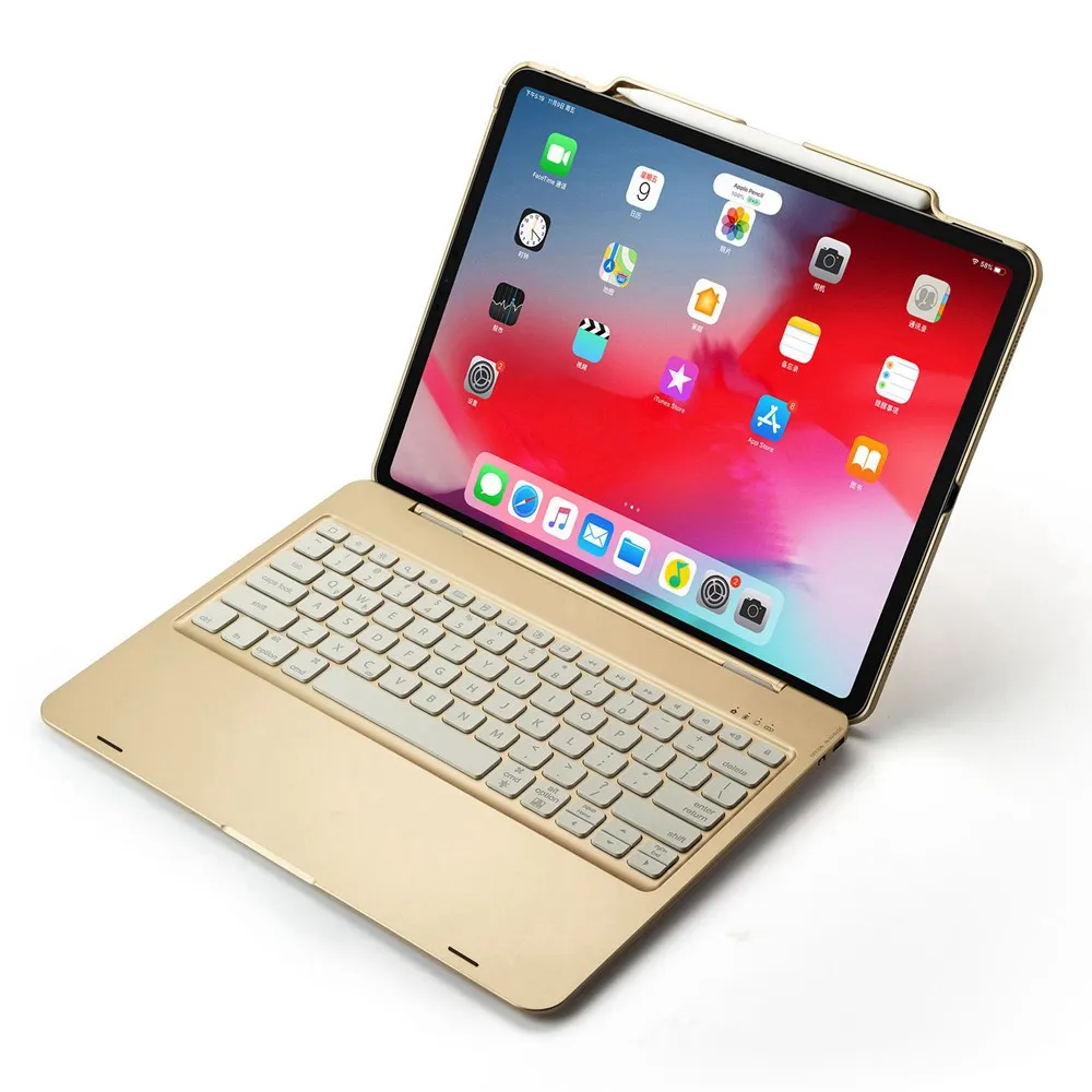 Для Новых iPad Pro 12,9 Беспроводная подсветка Bluetooth русский/испанский/Иврит Клавиатура Чехол подставка встроенный карандаш держатель