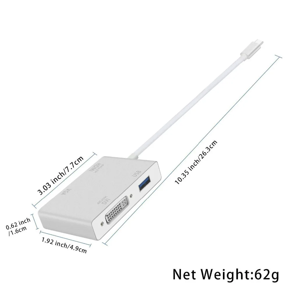 Mini 4 в 1 USB 3 Type C папа к DVI DP Alt режим HDMI 4K VGA 0 Женский концентратор адаптер конвертер