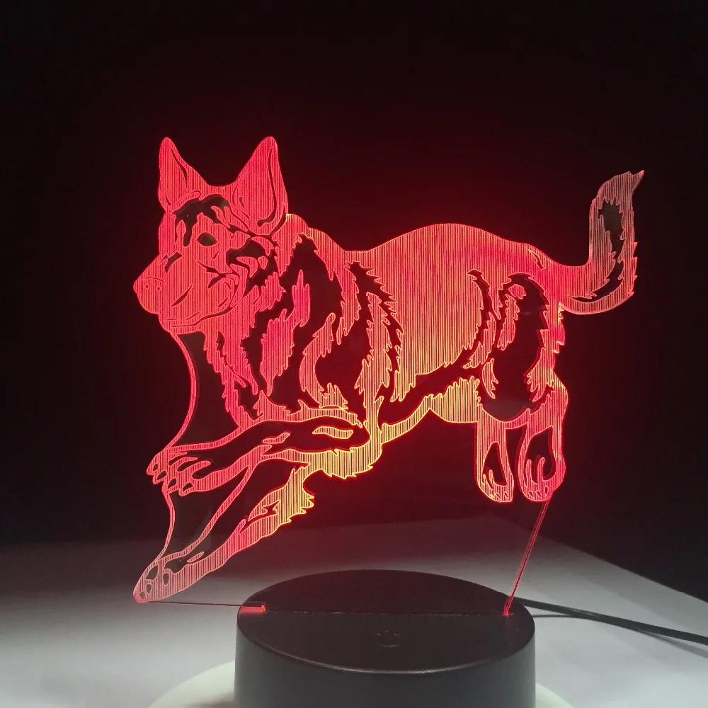 

German Shepherd Running Dog 3D Night Lamp Hologram 3D Decor Lamp Colorful Table Desk Lights Birthday Gift For Children Friends