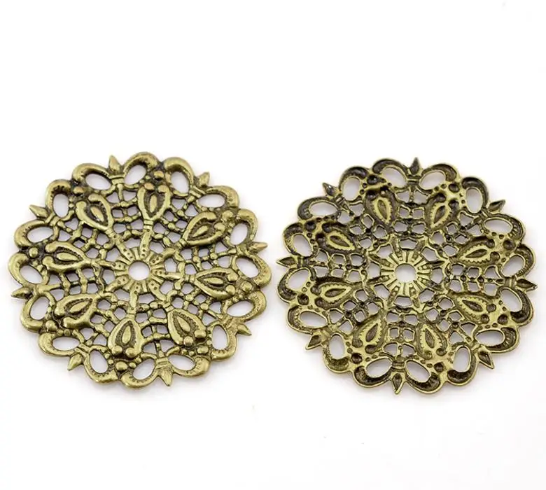 

DoreenBeads Copper Embellishments Findings Flower Antique Bronze Flower Hollow Pattern 25mm(1") Dia, 3 PCs new