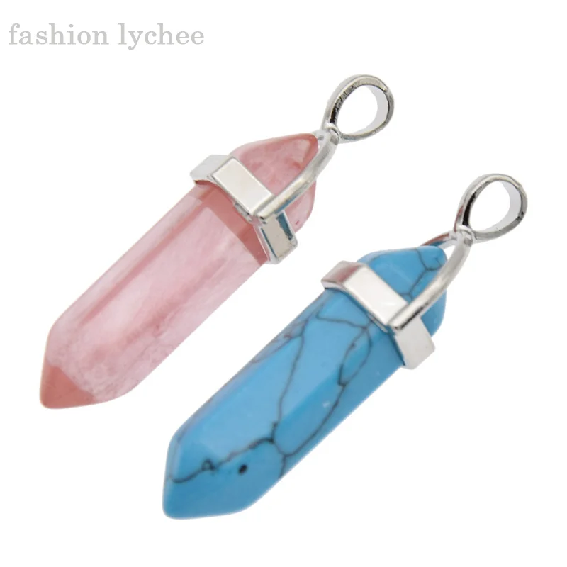 Модные подвески lychee из натурального камня 24 шт. случайные смешанные кристаллы в