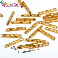 olingart gold color tube 3x25mm 40pcslot twist bugles glass seed beads 2018 accessory necklace jewelry making