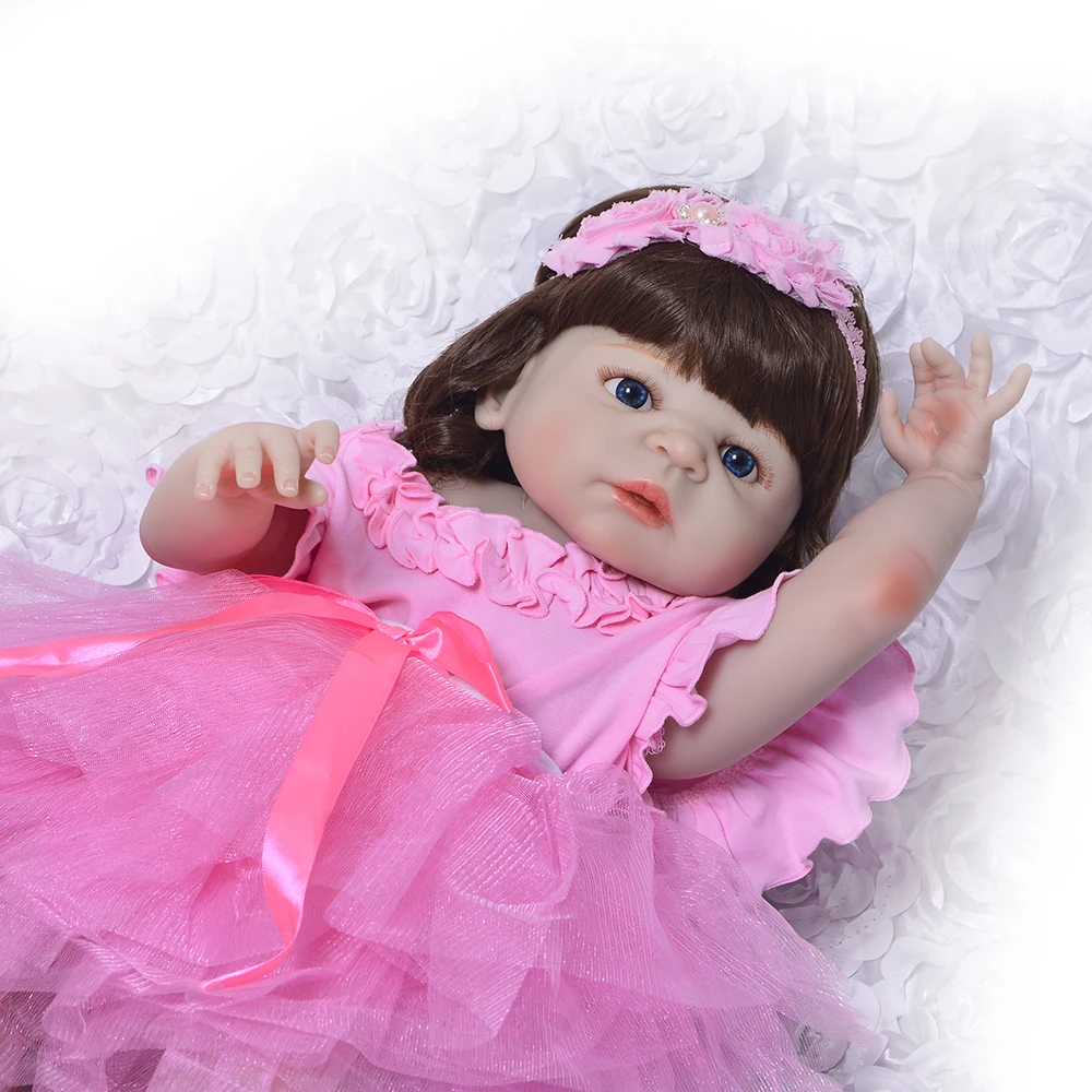 22 &quotгладкая белая кожа силикон reborn baby dolls девочка тело игрушка куклы Bebe живой com