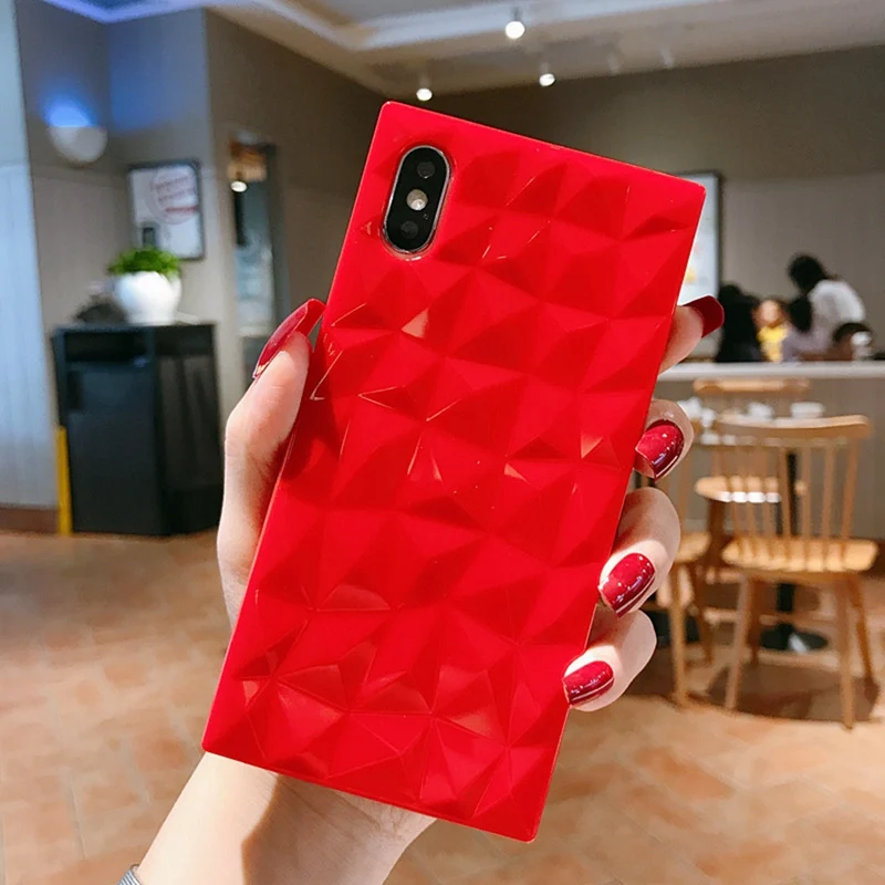 Diamond-shaped square diamond pattern all-inclusive anti-fall soft shell for iphone XS Max XR X 6 6S 7 8Plus |