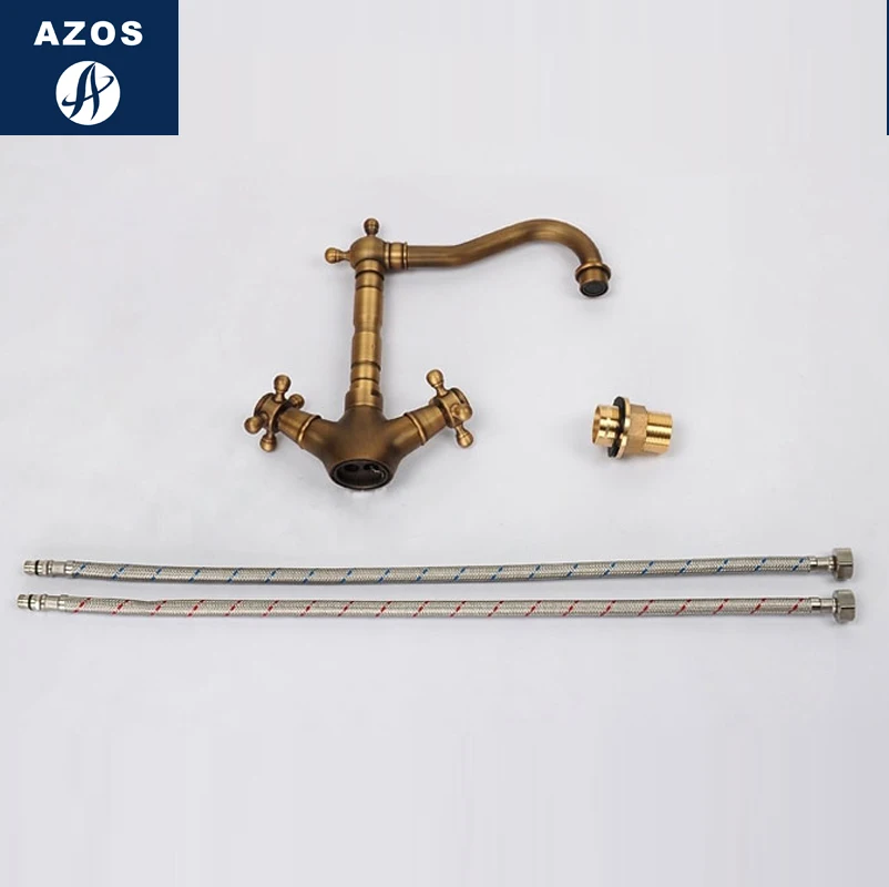 

Azos Under Counter Basin Faucet Soft Basin Brass Chrome Cold and Hot Switch Continental Shower Shower Room Round MPDKF16