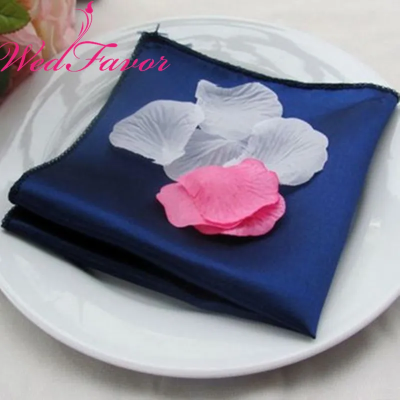 Navy Blue 100 шт. размером 45*45 см атлас стол салфетки для торжеств вечернее салфетки, носовых платков для Hotel событие Свадебные украшения - Цвет: Navy Blue