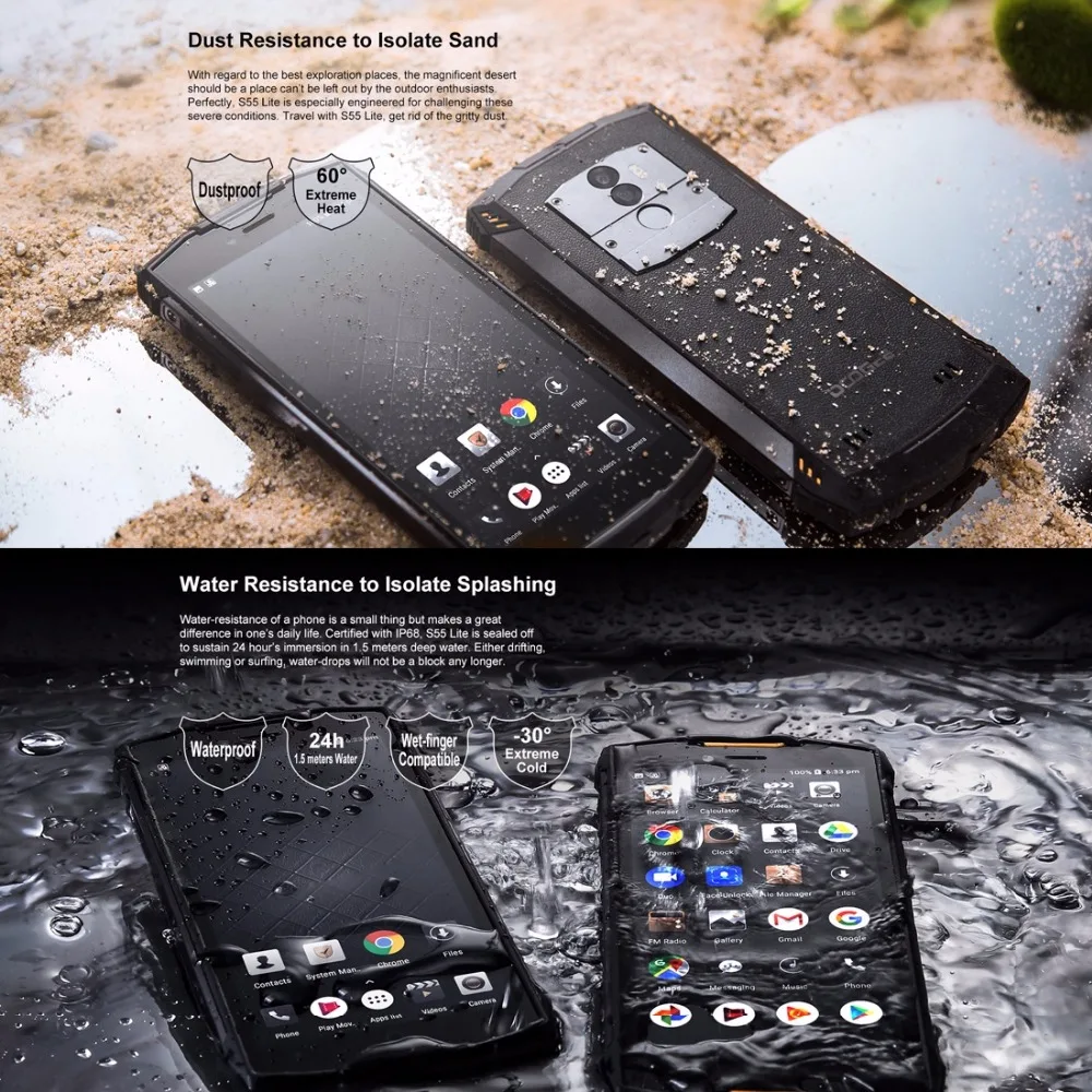 DOOGEE S55 Lite IP68 Водонепроницаемый 5 &quotHD + мобильного телефона Android 8 1 MTK6739 4 ядра 2 GB 16 13MP