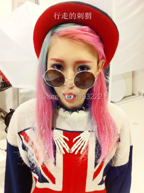 Панк готический нагрудник шипы чокер ручной работы шпильки заклепки кожаное