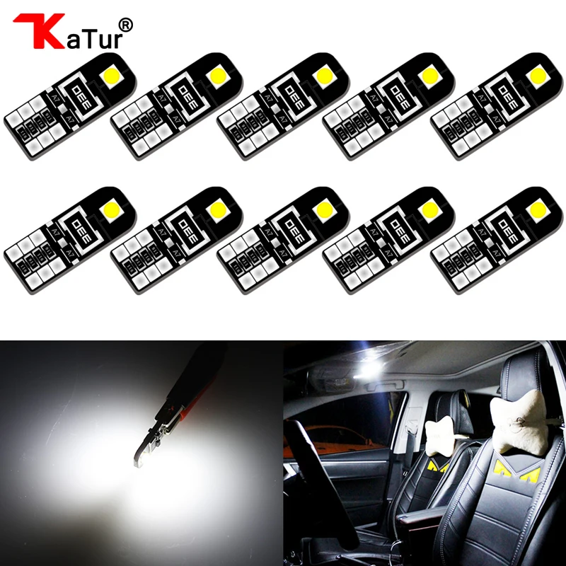 Katur 10 шт. W5W LED Canbus T10 Светодиодная лампа 3030 2SMD автомобильное Внутреннее освещение