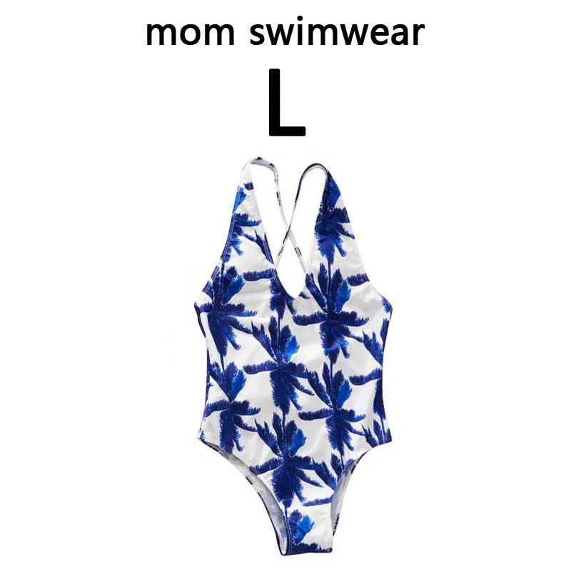 Coconut Tree Print Swimsuit Mommy And Me One Piece Mom And Daughter Bikini Set Family Look Swimwear Men Boy Dad Son Beach Shorts - Цвет: 02 mom size L