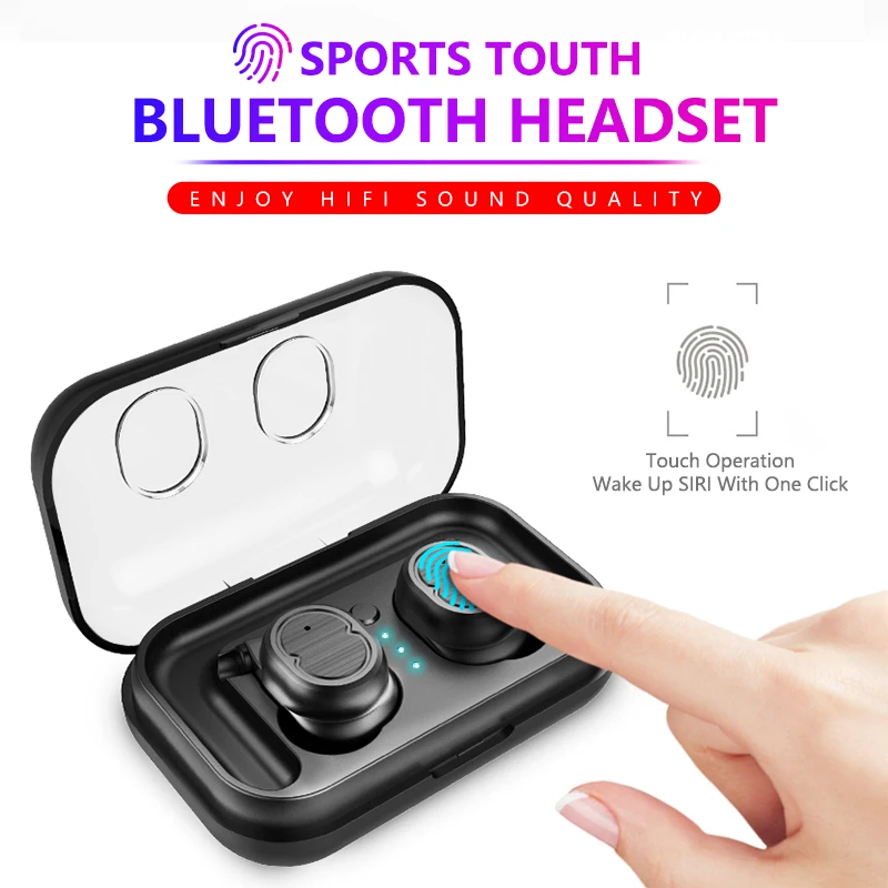 TWS Bluetooth наушники беспроводные 5 0 спортивные стерео бас гарнитура с двойным